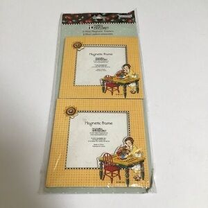 Mary Engelbreit 2 Mini Magnetic Photo Frames 3.5x3.5" Fridge Sunflowers 2007 NEW